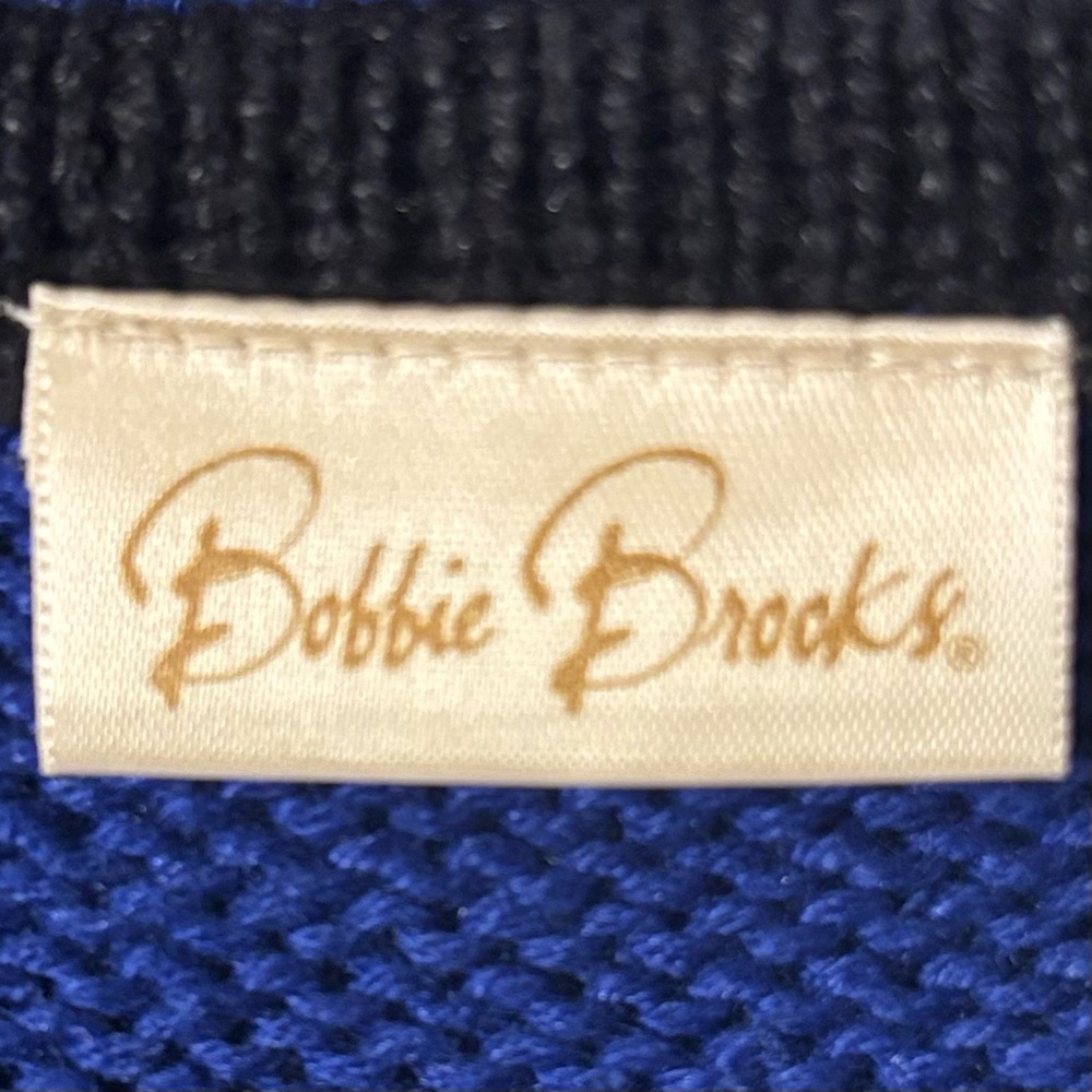 Bobbie Brooks Blue V Neck Button Front Christmas Holiday Sweater Vest LARGE - Picture 9 of 11